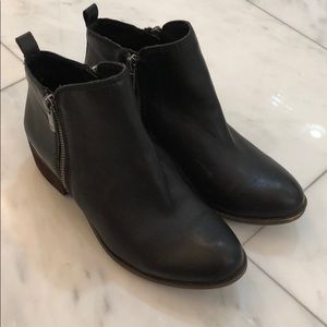 Black leather booties